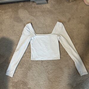Aritzia White Bavarian Contour Long Sleeve Square Neck Top
